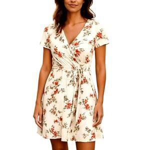 Rolla Coster Small  White Floral Women's Short Sleeve Sun Dress Miss Size 4 6 S